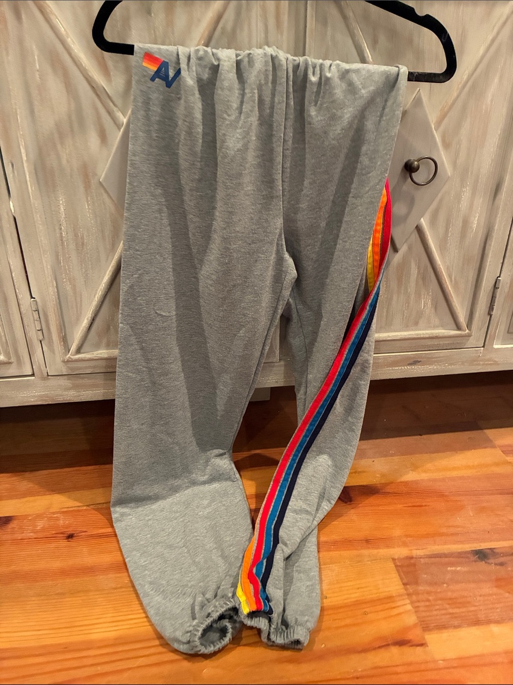 Sweatshirt and  Sweatpants with Rainbow Side Stripe